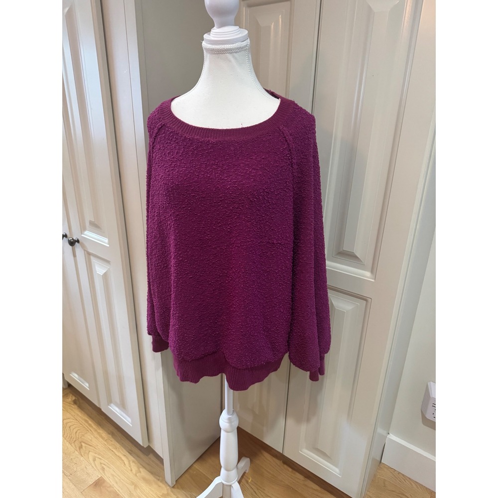 Umgee USA Womens XL Purple Textured Knit Pullover Long Sleeve Sweater